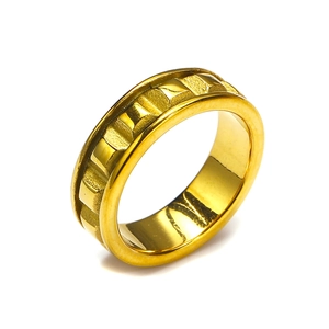 Minimalistische vierkante gegraveerde 18k vergulde roestvrijstalen ring voor dames en heren