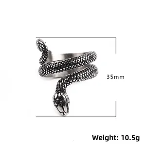 Detail of snake ring featuring fine scale textures and 35mm dimensions in silver steel