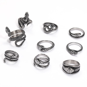 Vintage Titanium Steel Snake Ring For Men Punk Gothic Animal Wrap Ouroboros Ring Adjustable Statement Jewelry Birthday Gift