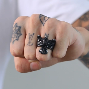 Punk Retro Eagle Titanium Steel Ring For Men Women Vintage Silver Flying Bird Biker Band Ring Jewelry Accessories Gift