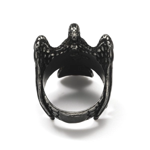 Vintage punk flying eagle titanium steel ring with antique silver finish for women