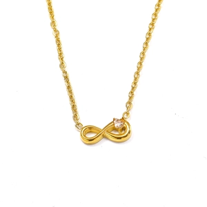 Minimalistische 18k Gold Unendlichkeit Kette mit Herz-Zirkonia und feiner Gliederkette