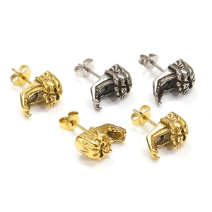 Punk Rétro Tête de Mort Acier Titane Boucles d'Oreilles Clous pour Hommes Bijoux Gothiques Or Argent Couleur Piercing