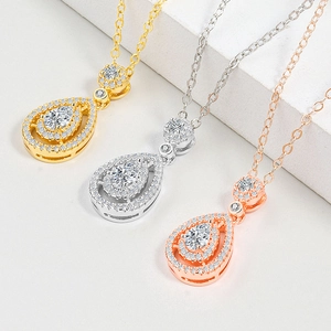Elegant 18k gold pear-cut teardrop pendant necklaces in gold, silver and rose gold