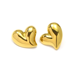 Minimalistische Herz-Ohrstecker aus 18K vergoldetem Edelstahl mit polierter Spiegeloberfläche