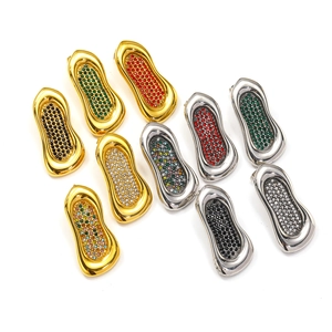 Pendientes geométricos de cacahuete con circonitas de colores en acabado oro y plata