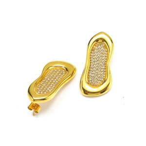 Pendientes geométricos de acero de titanio con cristales y baño de oro de 18 quilates
