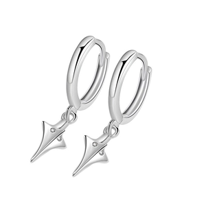 Boucles d'oreilles flèches géométriques en argent pour hommes avec zircons clairs