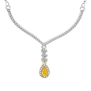 Luxury Copper Yellow Water Drop Pendant Only (Without Chain) Pear Shaped Rhinestone Pave Pendant For Women Elegant Jewelry Gift