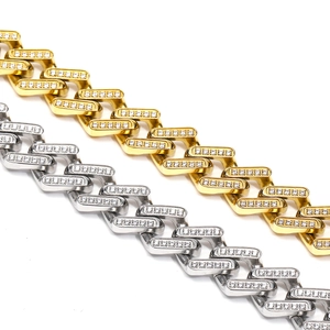 Hip-Hop-Panzerarmband in Gold und Silber mit funkelnder Zirkonia-Verzierung für Damen