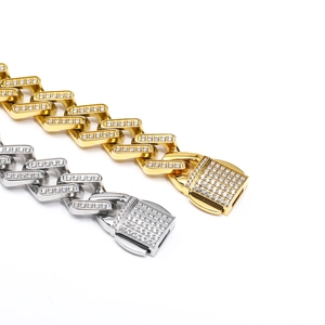 Iced Out Panzerketten-Armbänder in Gold und Silber mit sicherem Kastenverschluss