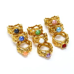 Gothic Punk Skull Titanium Steel Ring For Women Vintage Hip Hop Gold Plated Ceramic Inlay Finger Ring Fashion Jewelry Gift