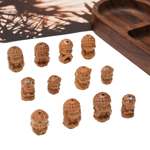 Handgesneden Houten Kralen Boeddha Figuur Zen Stijl Losse Kralen Voor DIY Sieraden Maken Accessoires Strass Ingelegde Kraal