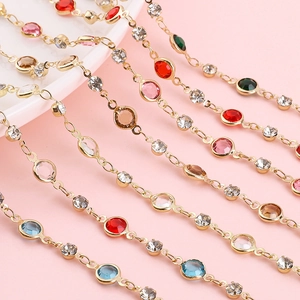 Chaîne en Strass de Verre Enveloppée dans une Lunette en Cuivre Pur pour la Fabrication de Bijoux Collier Bracelet DIY