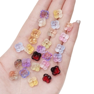 Frosted gradient flower-shaped glass beads in various colors for DIY jewelry making