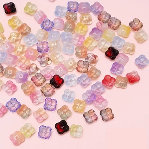 10mm Glass Gradient Flower Loose Beads Fat Osmanthus Four Petal Beads For DIY Hand Strung Jewelry Bracelet Making Material