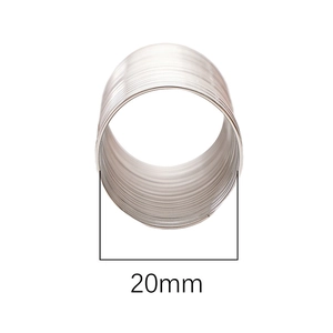 Polished silver stainless steel memory wire spring ring coils with 20mm diameter size