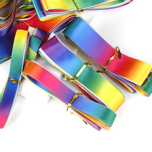 Rainbow gradient polyester ribbon rolls for DIY crafts and gift box packaging decoration