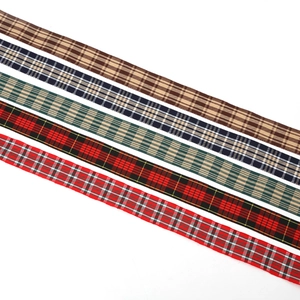 Five styles of 2.5cm plaid patterned cotton ribbons for DIY earrings and handmade accessories