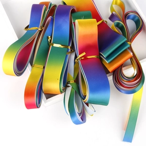 Rainbow gradient polyester satin ribbons for gift wrapping and DIY crafts hair bows