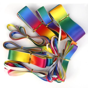 Rainbow gradient polyester ribbon rolls for DIY crafts and gift box wrapping decoration