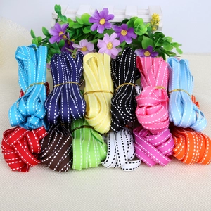 Polyester grosgrain ribbon set with white saddle stitching for gift wrapping and DIY crafts