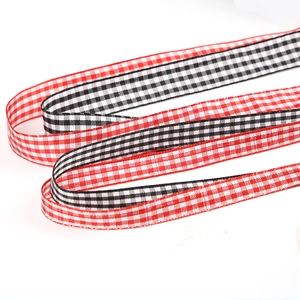 Plaid checkered ribbon for gift wrapping in classic red-white and black-white patterns