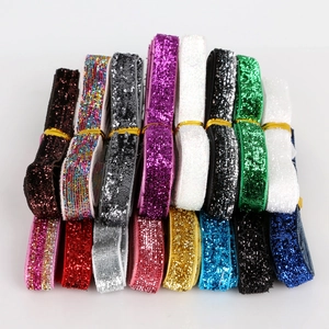 Nastro Elastico Glitterato Multicolore Per Accessori Capelli Fai-Da-Te Abbigliamento Cucito Decorazione Regalo Cordoncino