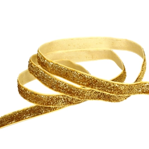 Nastro di velluto glitterato oro da 10mm per confezioni regalo e decorazioni artigianali