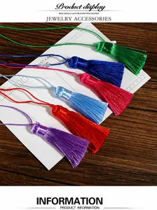 Macro shot of 5.5cm colorful DIY tassels in silk material for jewelry making projects