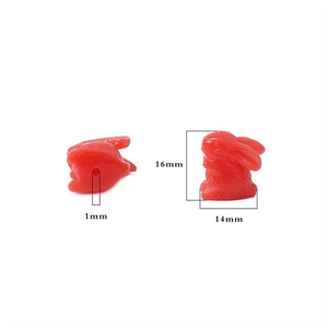 Red resin rabbit charm beads for jewelry making with precise 16mm size dimensions