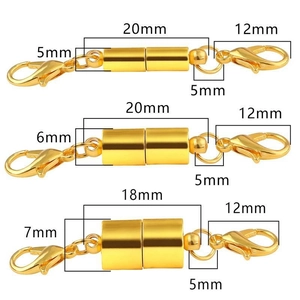 Drei Größen goldener Magnetverschlüsse mit Karabiner für DIY-Halsketten und Armbänder
