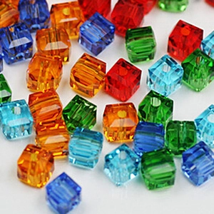 Cube Faceted Glass Crystal Beads Square Spacer Beads For Jewelry Making Handmade DIY Bracelets Necklaces Accessory Material