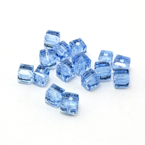Faceted light blue glass cubic beads for handmade jewelry and DIY crafts