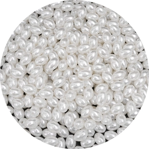 Polished white ABS oval faux pearl beads with pre-drilled holes for DIY jewelry making