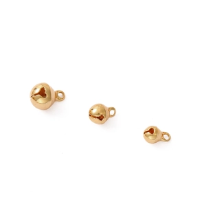 Pendentifs Cloche Cœur Évidé en Cuivre Plaqué Or 18K Mini Grelots pour Fabrication de Bijoux DIY Collier Bracelet