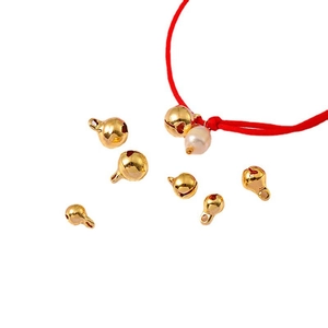 Pendentifs cloches dorés 18K pour bijoux DIY avec bracelet en corde rouge et perle