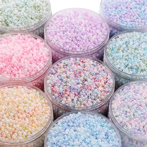 Perles de rocaille 4mm macaron crème en bocaux pour la création de bijoux DIY