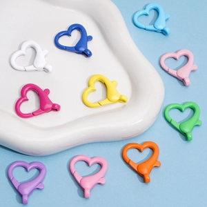 Colorful heart-shaped alloy lobster clasps in various macaron colors for DIY keychains