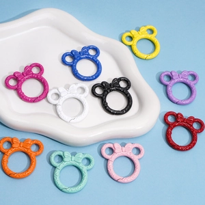 Multi-colored Minnie silhouette metal keychain clasps with enamel finish and bow detail