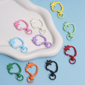 Colorful strawberry shaped alloy spring ring clasps for DIY jewelry and keychains