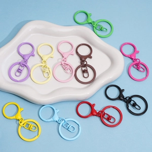Colorful alloy spring rings and lobster clasps for DIY jewelry making and keychains