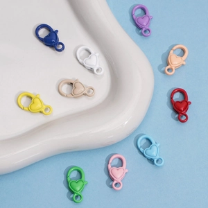 Colorful heart-shaped alloy lobster clasps in ten vibrant matte finishes for DIY jewelry