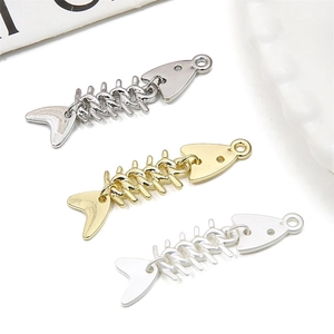 Pendentifs arêtes de poisson articulés en or et argent pour création de bijoux DIY