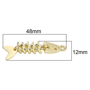 Pendentif arête de poisson doré articulé pour création de bijoux mesure 48mm