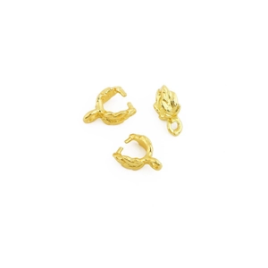 Golden leaf textured metal pendants for DIY jewelry making with elegant organic surface finish