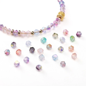 Perles bicolores en cristal de verre aurora avec espaceurs métalliques pour bijoux DIY