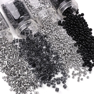 Mixed black and silver DIY glass seed beads set for handmade jewelry making and crafts