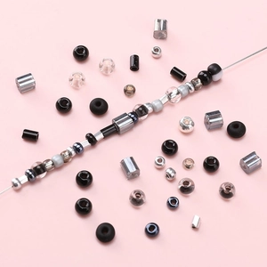 Dark theme glass beads for DIY jewelry making with matte, glossy, and faceted finishes