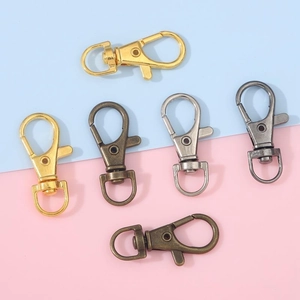 Polished alloy lobster clasps in gold silver and bronze for DIY keychain making